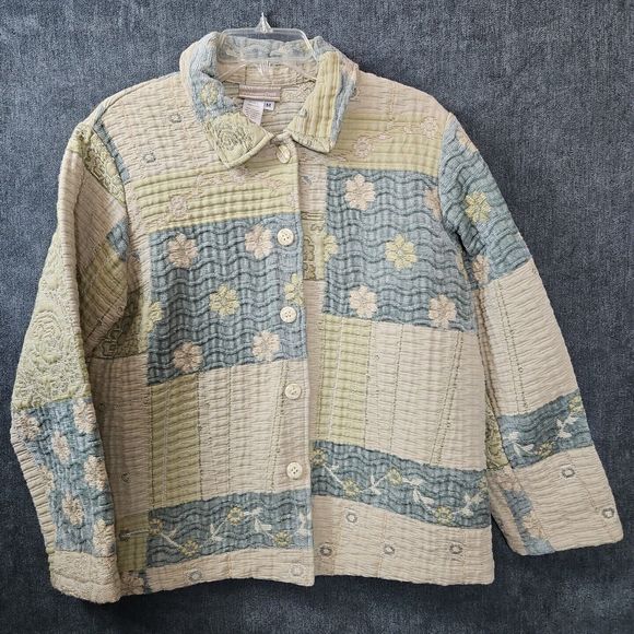 Coldwater Creek Jackets & Blazers - Coldwater Creek Jacket m Blue Green button front textured